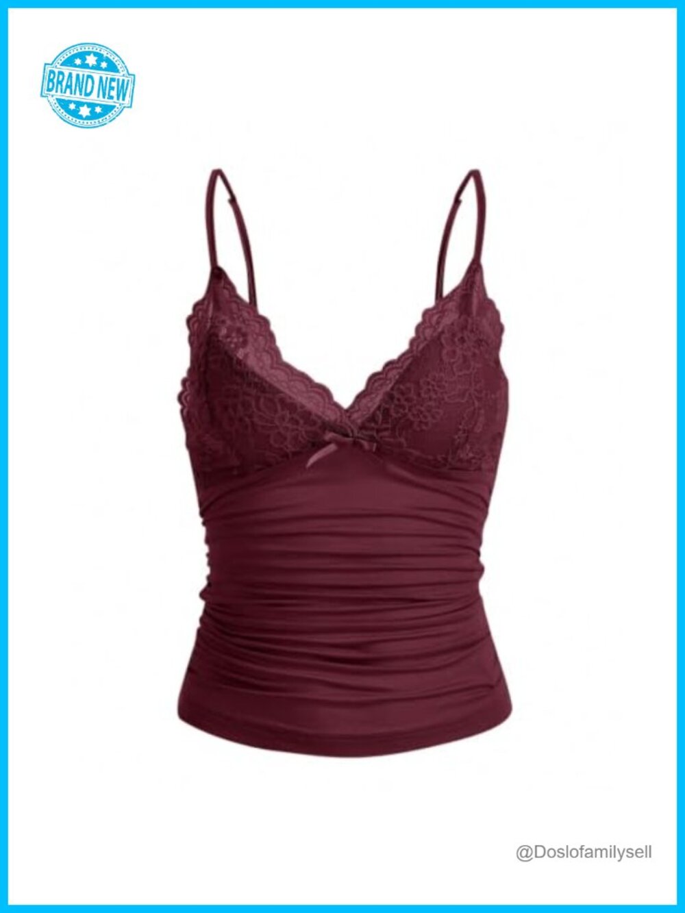 Y2k Lace Trim Cami Top Spaghetti Strap V Neck Ruched Bow Patchwork